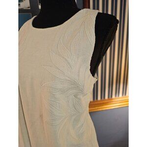 Ann Taylor White Embroidered Linen & Rayon Blend Summer Sleeveless Dress, 10